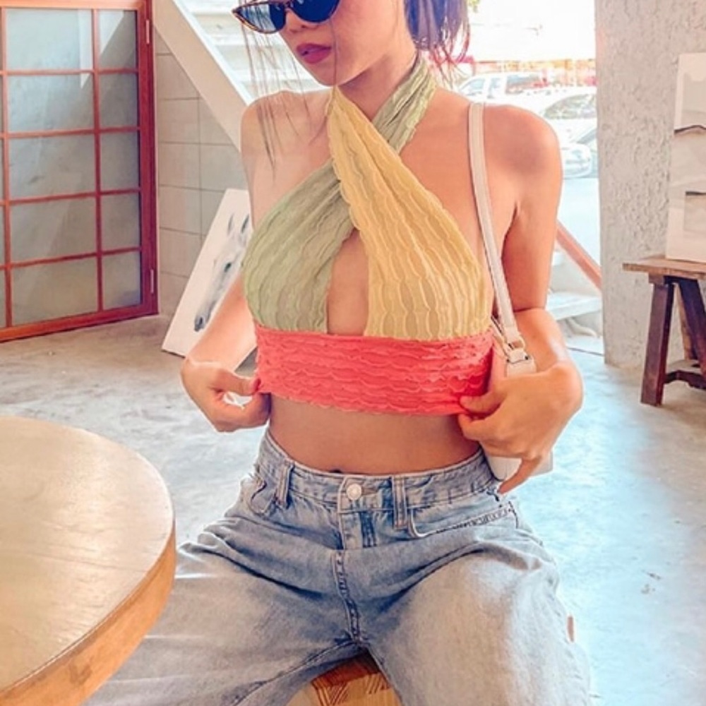 SHEIN NWOT colorblock  Halter top